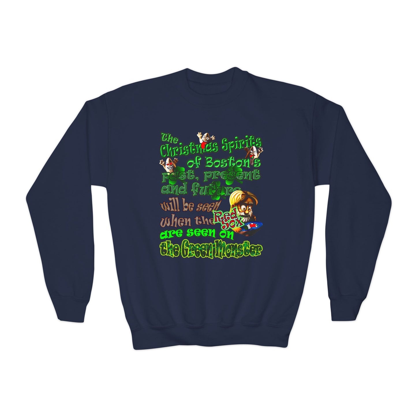 christmas spirits of boston - Youth Crewneck Sweatshirt