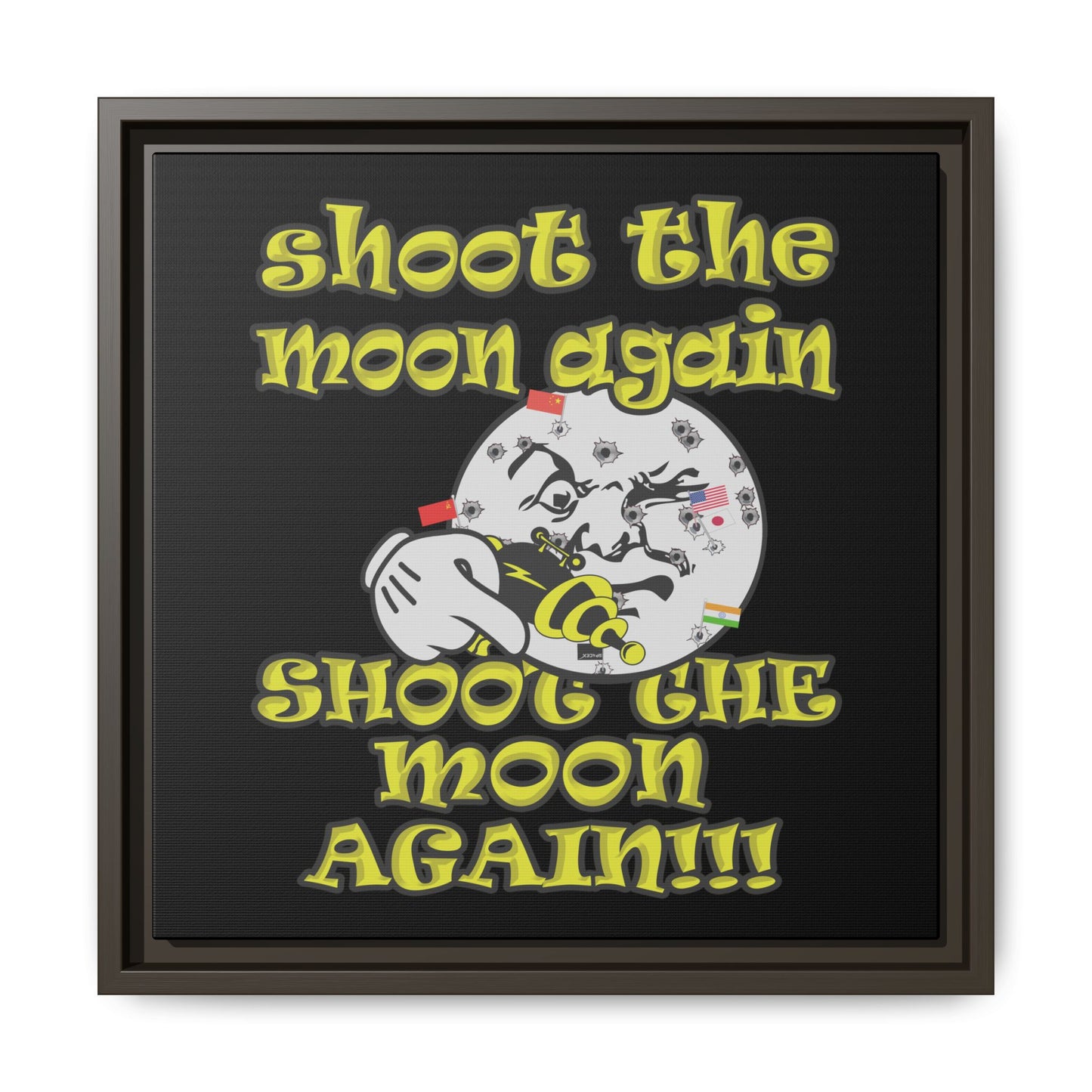 shoot the moon again - framed canvas art (black)