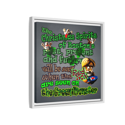 christmas spirits of boston - framed canvas art (grey-light grey)