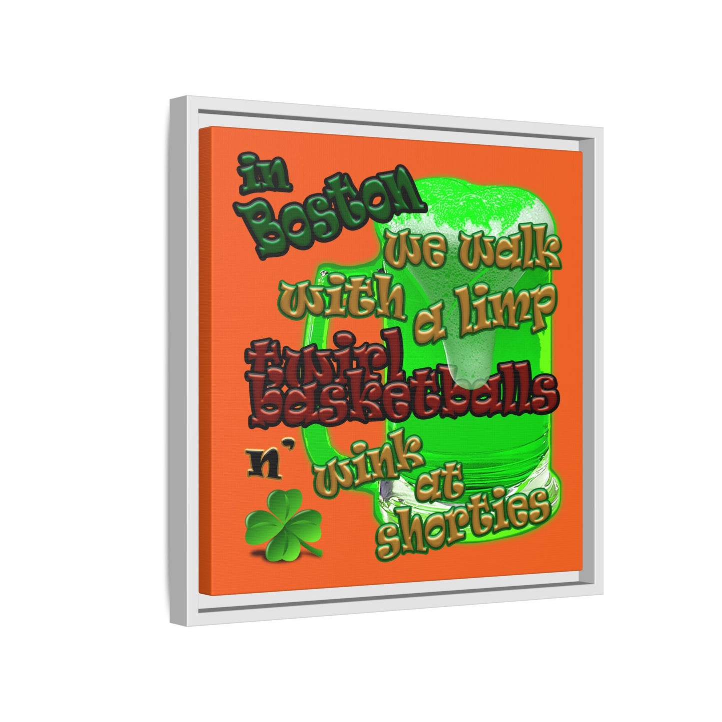 celtics logo - framed canvas art (orange)