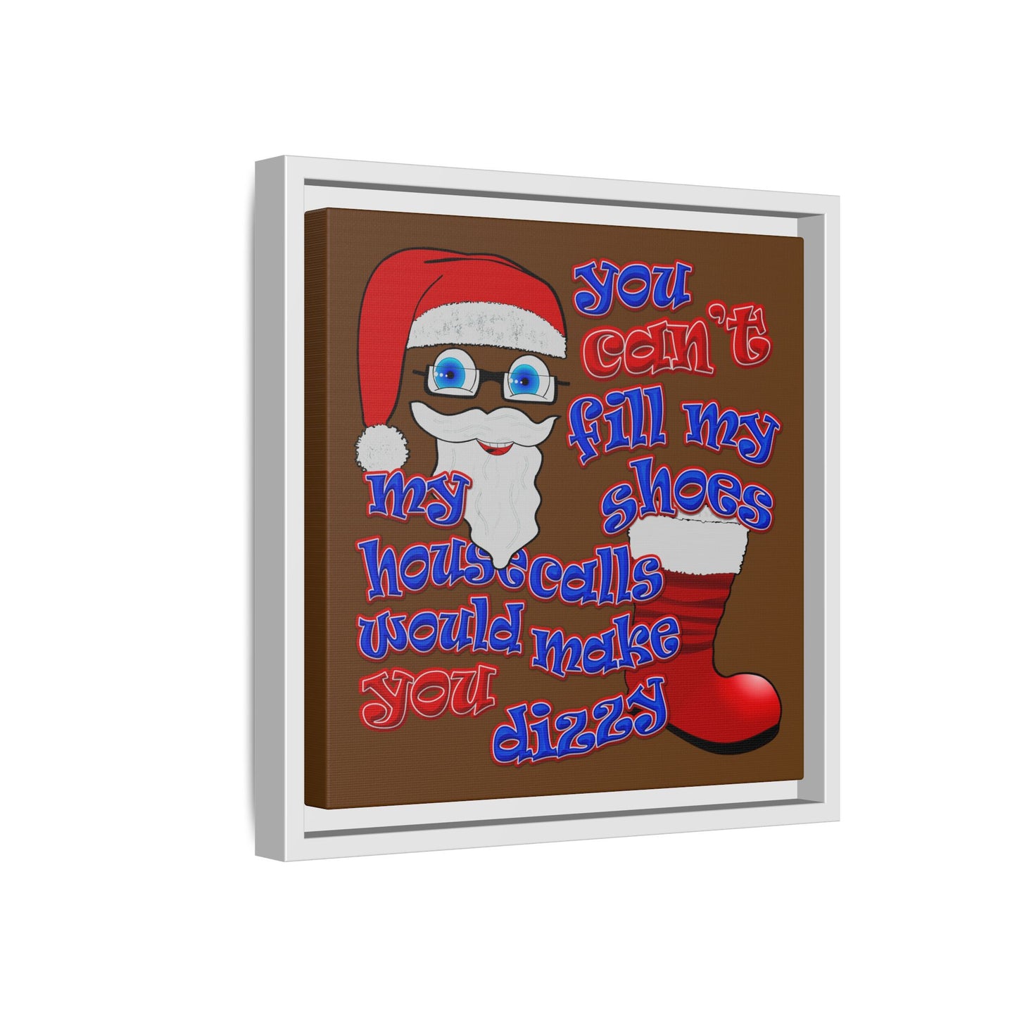 santa's shoes - framed canvas art (brown)