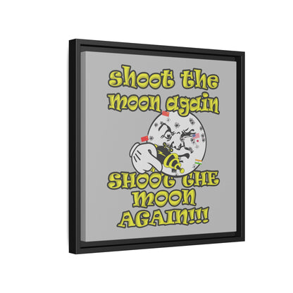 shoot the moon again - framed canvas art (light grey)