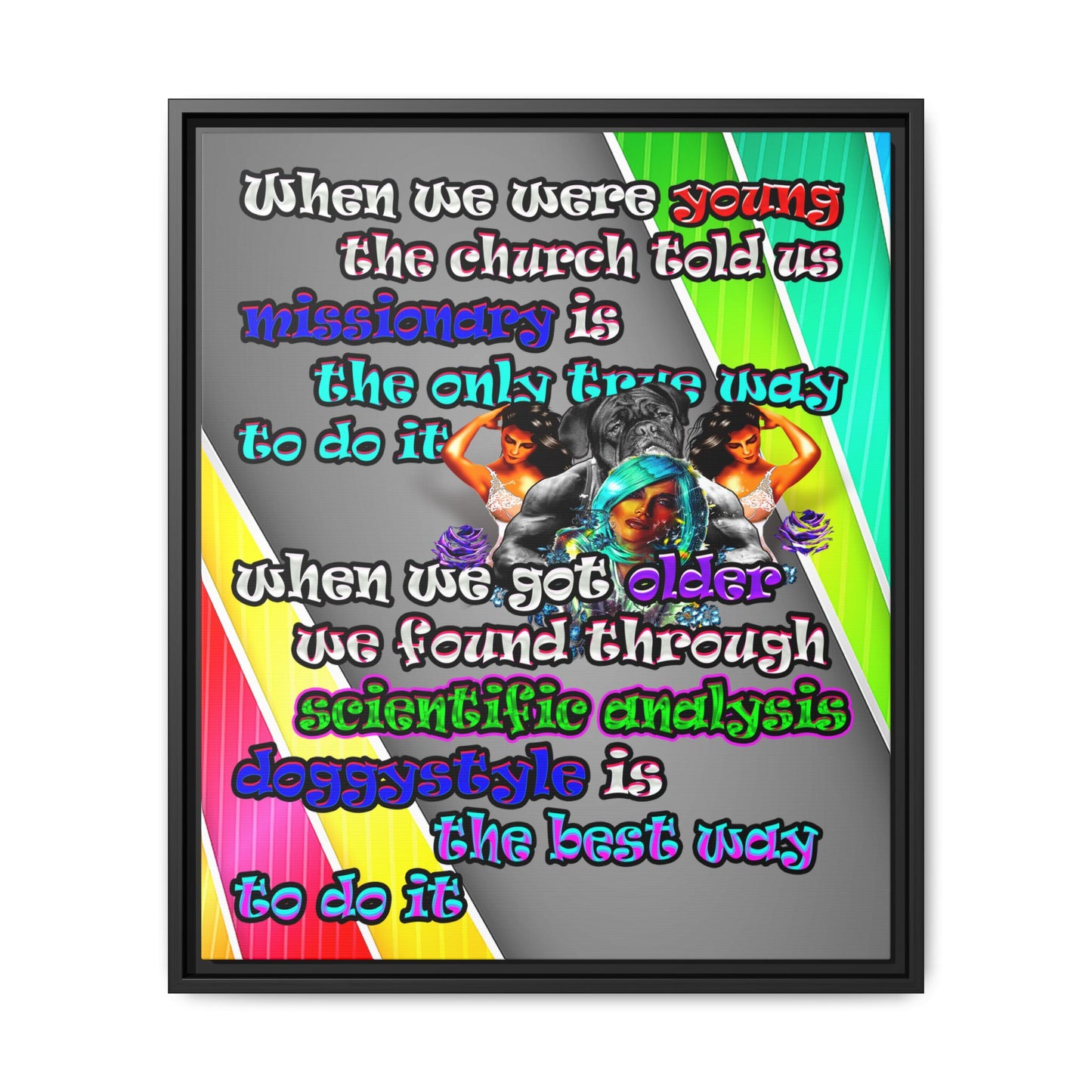 doggystyle - framed canvas art (rainbow split)