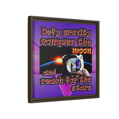 defy conquer reach - framed canvas art (purple-pink wave)