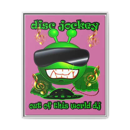disc jockey - framed canvas art (light pink)