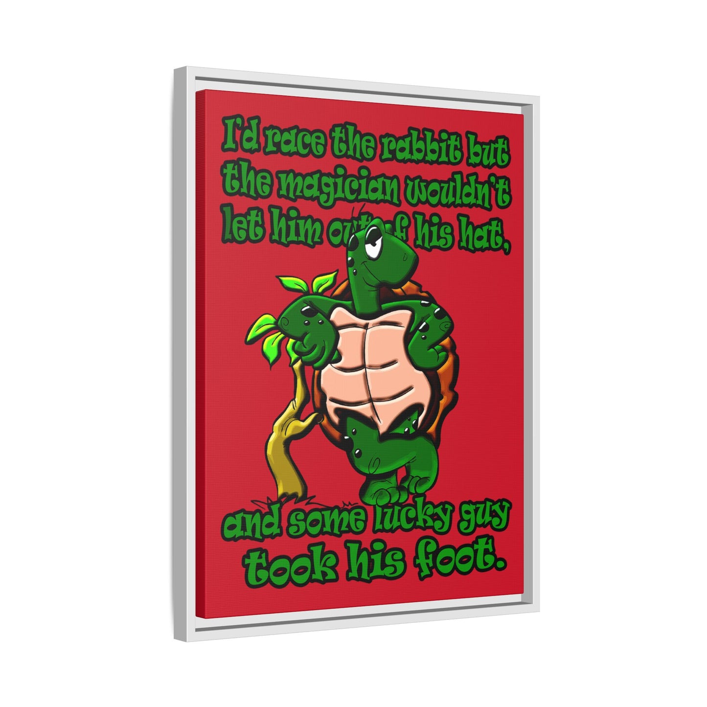 turtle race - framed canvas art (dark red)