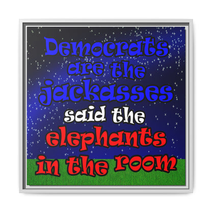 donkeys and elephants - framed canvas art ('snoops' background)