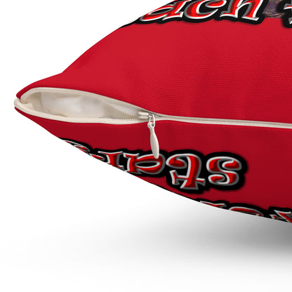 defy conquer reach - Spun Polyester Square Pillow - (dark red)