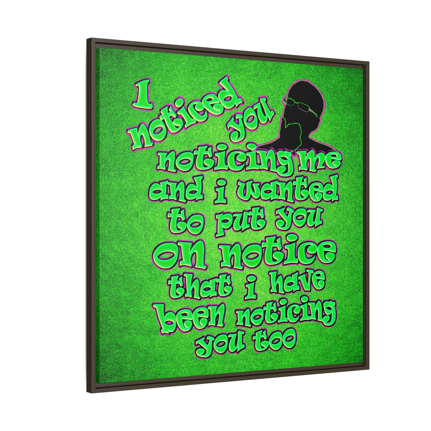noticed you noticing - framed canvas art (green turf)