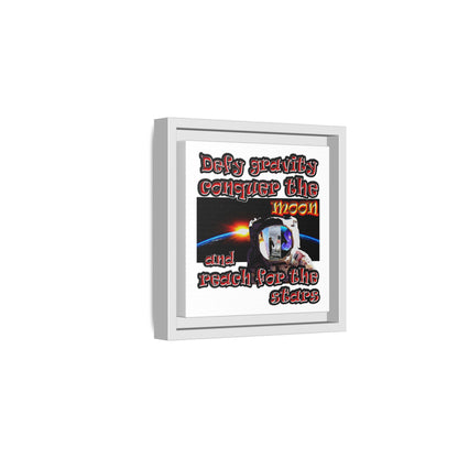 defy conquer reach - framed canvas art (white)