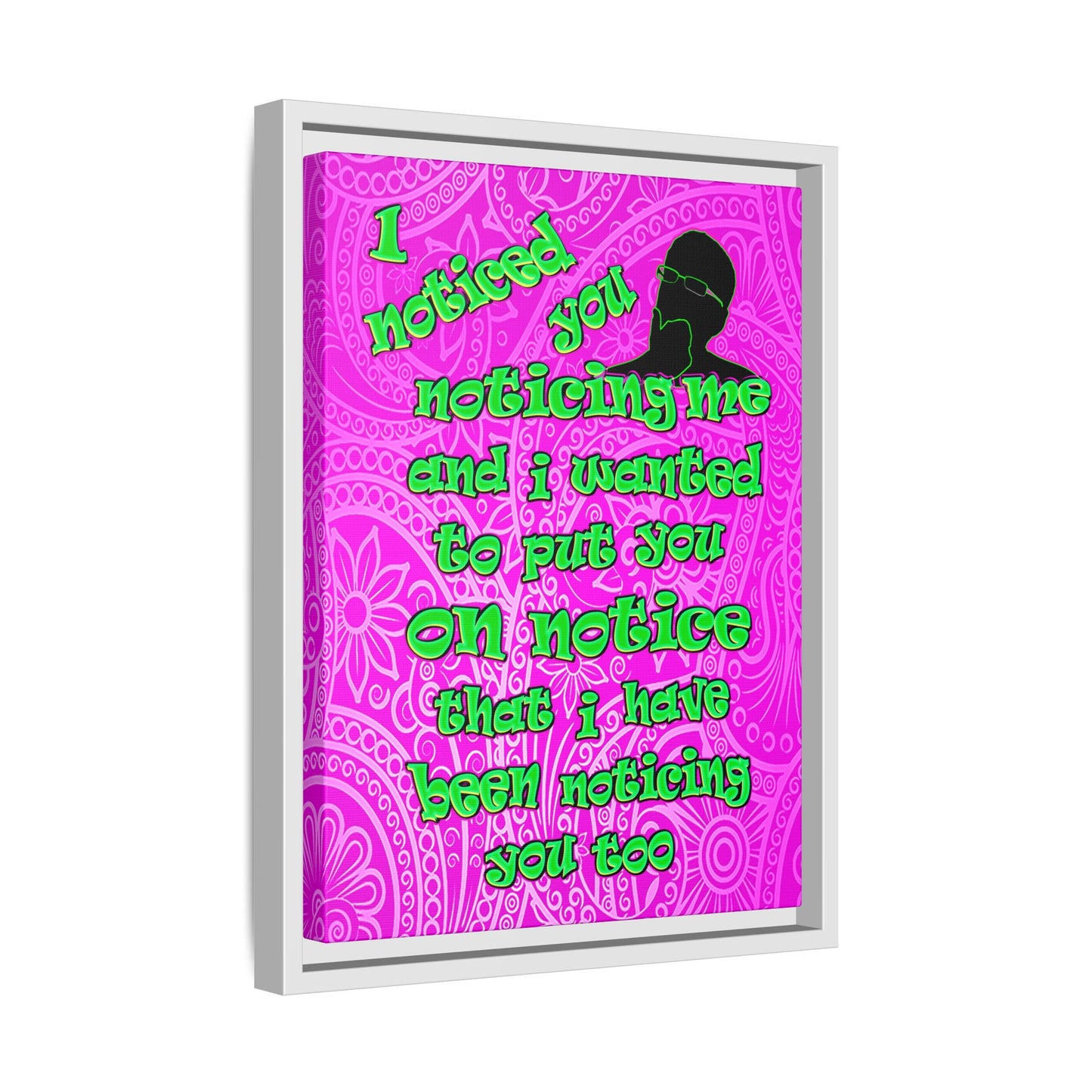 noticed you noticing - framed canvas art (pink swirl)