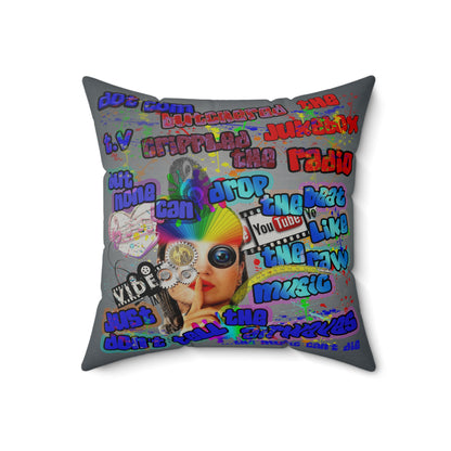 drop the beat - Faux Suede Square Pillow - (grey-light grey)