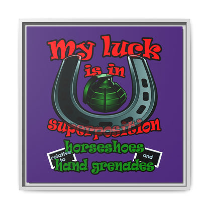 my luck - framed canvas art (purple)