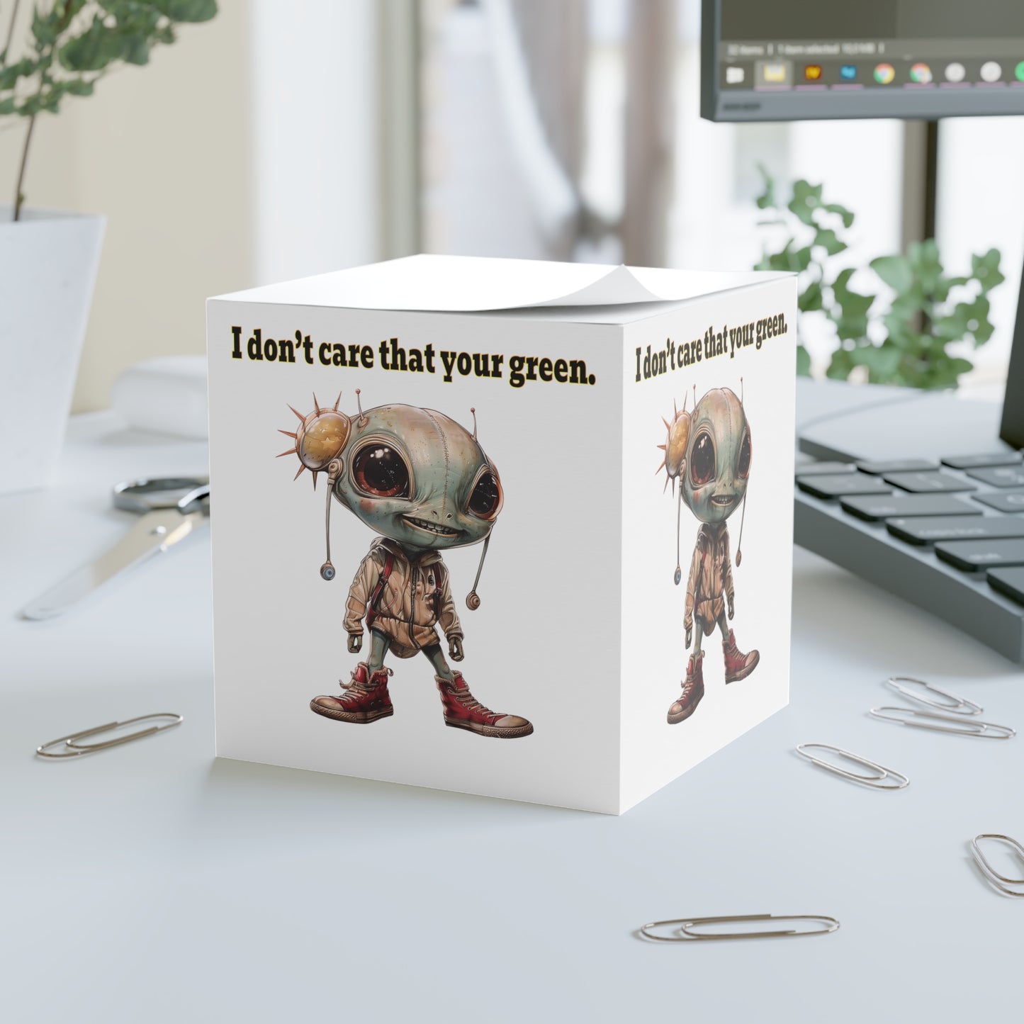 I don't care that your green - note cube (white)