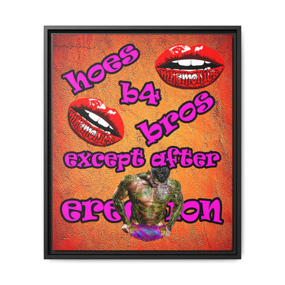 hoes b4 bros - framed canvas art (burnt orange)