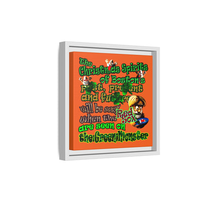 christmas spirits of boston - framed canvas art (orange)