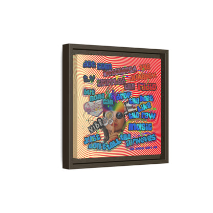 drop the beat - framed canvas art (yellow-orange wave)