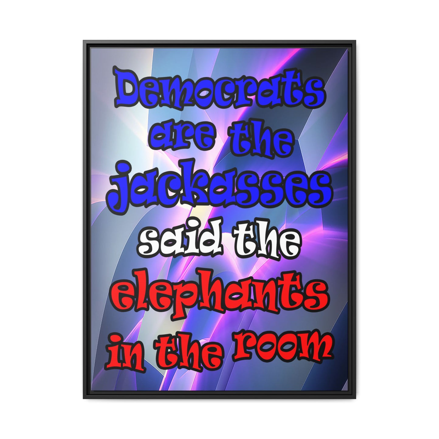 donkeys and elephants - framed canvas art (grey-pink wave)