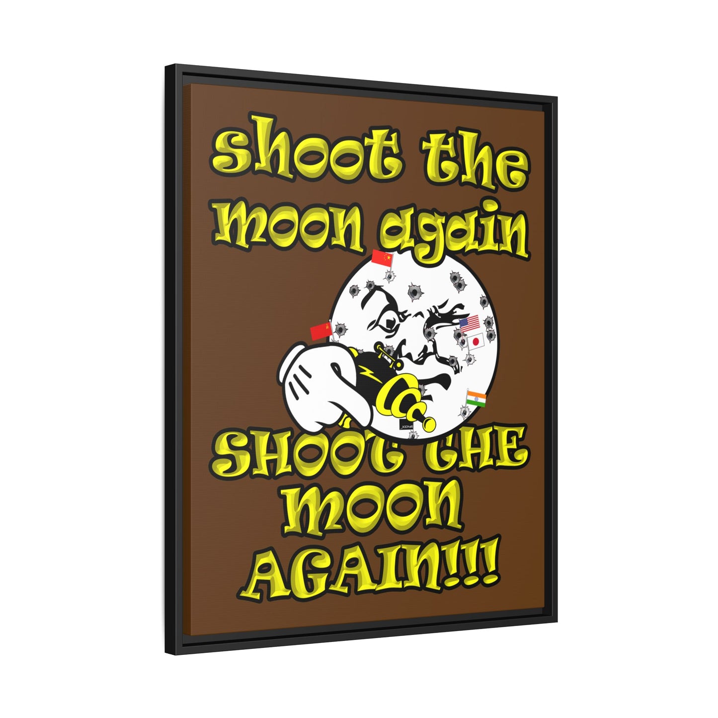 shoot the moon again - framed canvas art (brown)