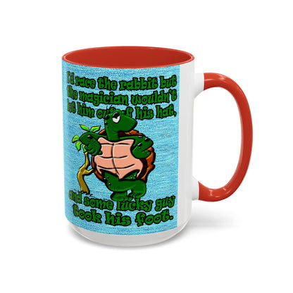 turtle race - Accent Mug (faded dark blue)