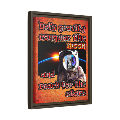 defy conquer reach - framed canvas art (burnt orange)