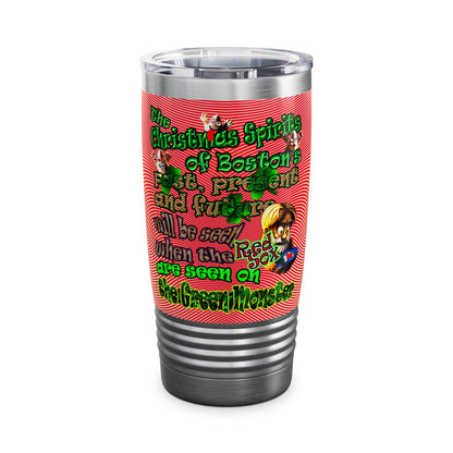 christmas spirits of boston - Ringneck Tumbler, 20oz (yellow-orange wave)
