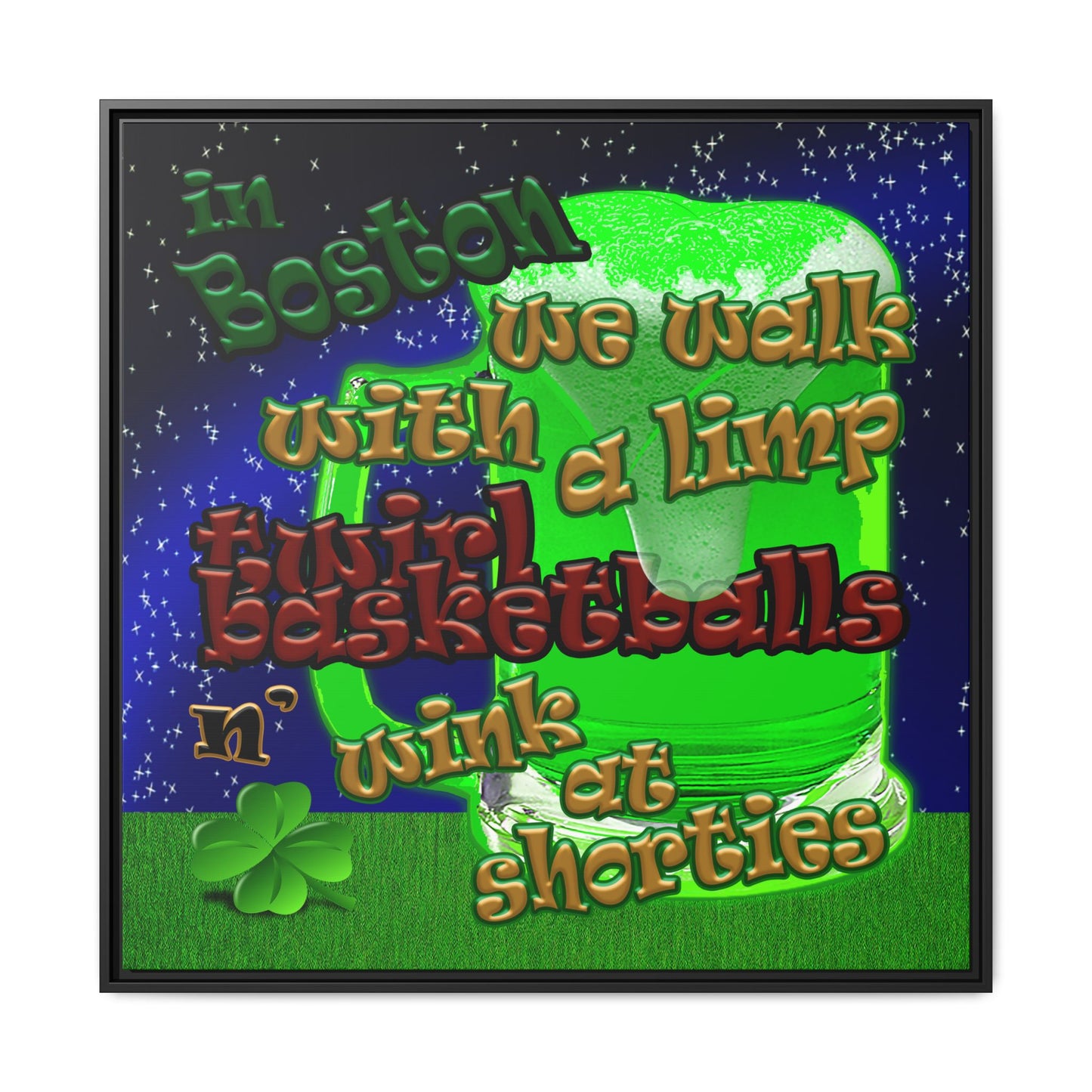 celtics logo - framed canvas art ('snoops' background)