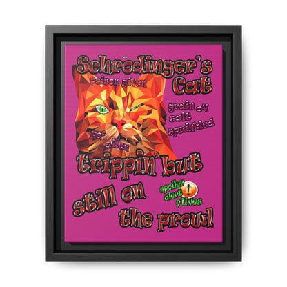 schrodinger's cat - framed canvas art (pink)