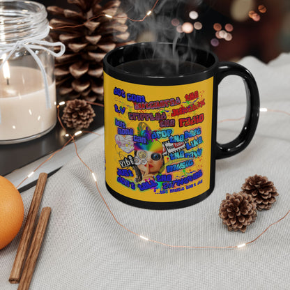 drop the beat - Black Mug (yellow)