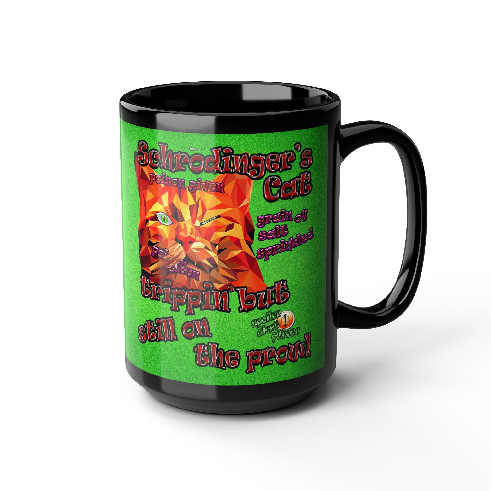 schrodinger's cat - Black Mug (green turf)