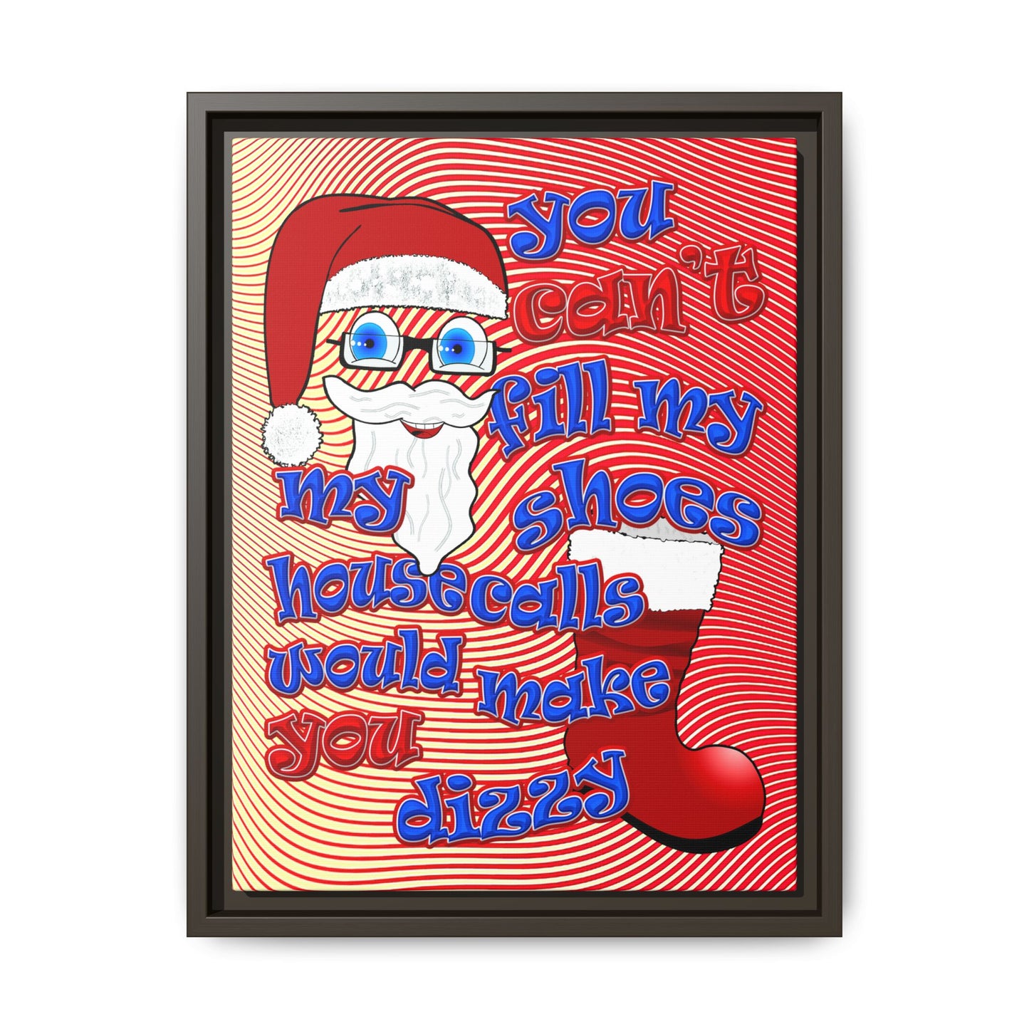 santa's shoes - framed canvas art (yellow-orange wave)