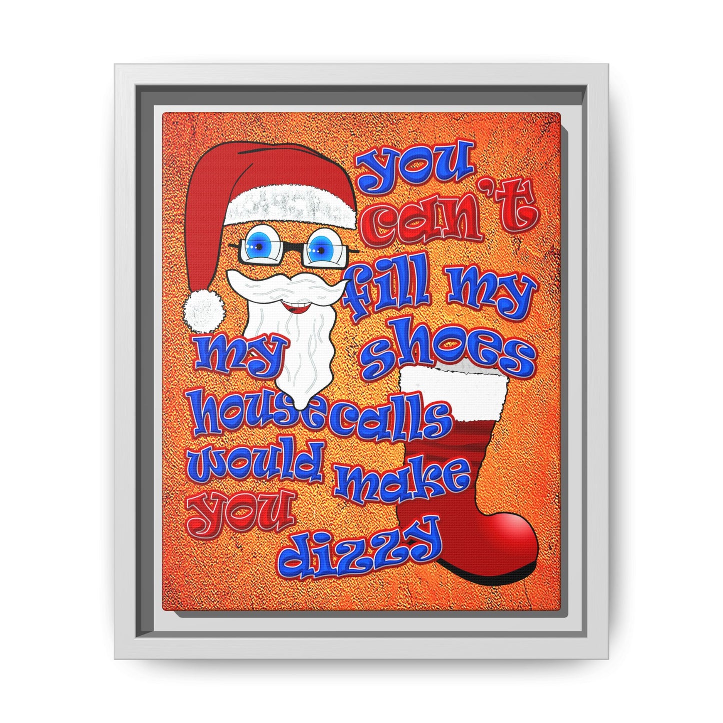 santa's shoes - framed canvas art (burnt orange)