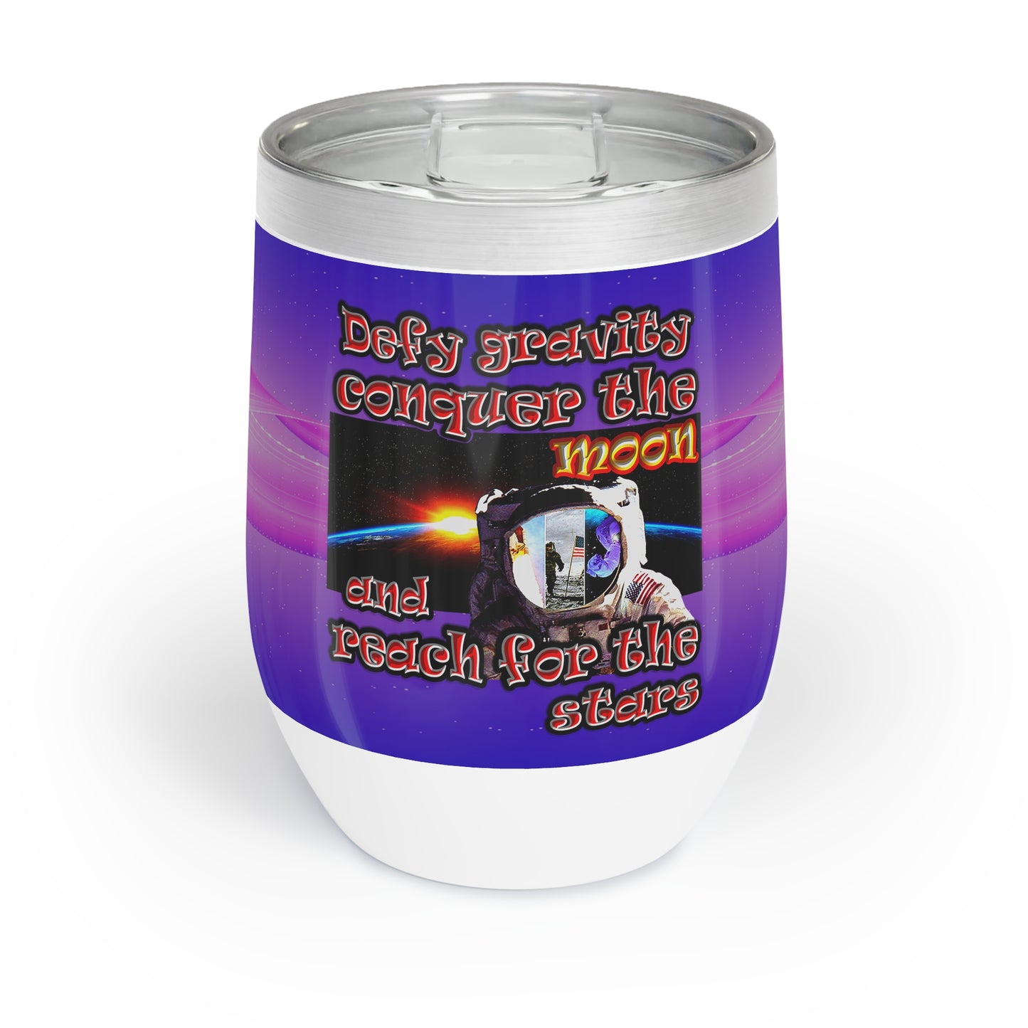 defy conquer reach - Chill Wine Tumbler (purple-pink wave)