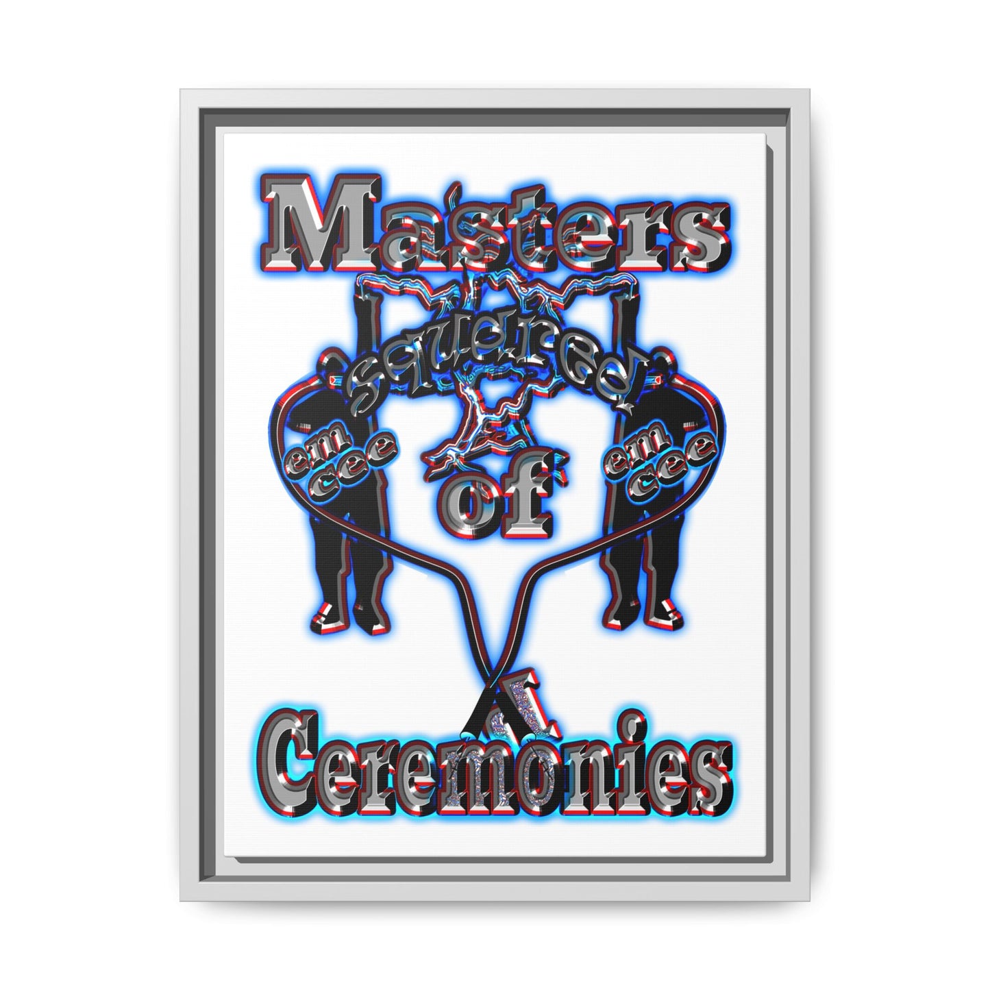 em cee squared - framed canvas art (white)