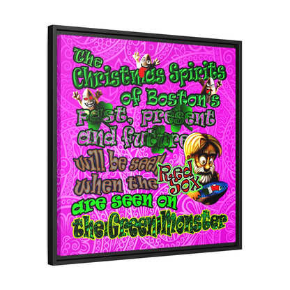 christmas spirits of boston - framed canvas art (pink swirl)