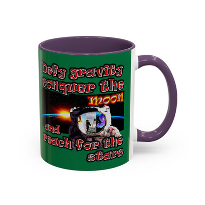 defy conquer reach - Accent Mug (dark green)
