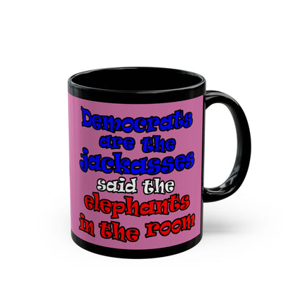donkeys and elephants - Black Mug (light pink)