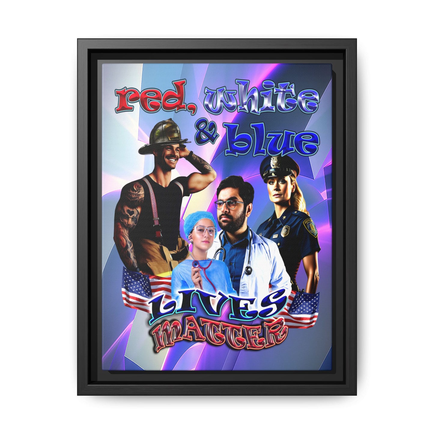 rw&b lives matter - framed canvas art (grey-pink wave)