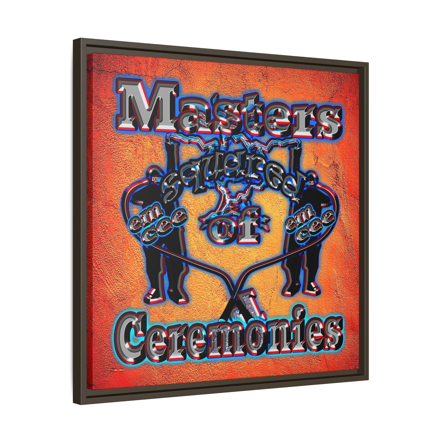 em cee squared - framed canvas art (burnt orange)