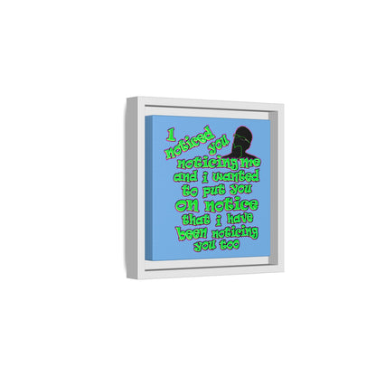 noticed you noticing - framed canvas art (light blue)