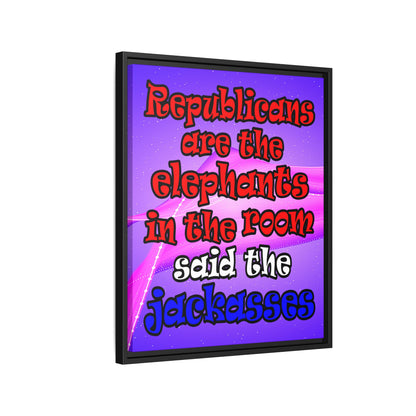 donkeys and elephants - framed canvas art (purple-pink wave)