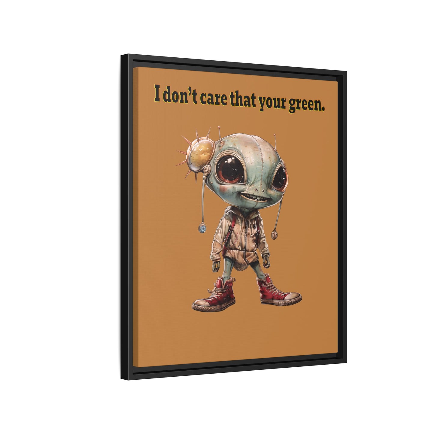 I don't care that your green - framed canvas art (light brown)