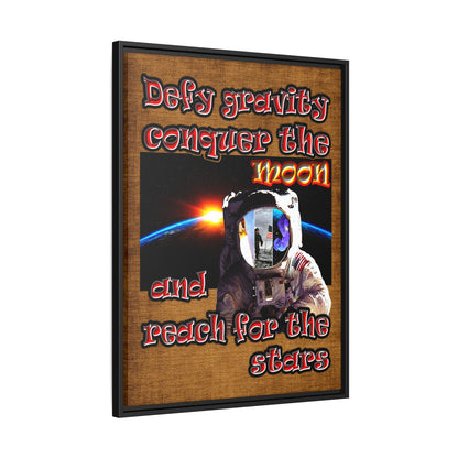 defy conquer reach - framed canvas art (brown papyrus)