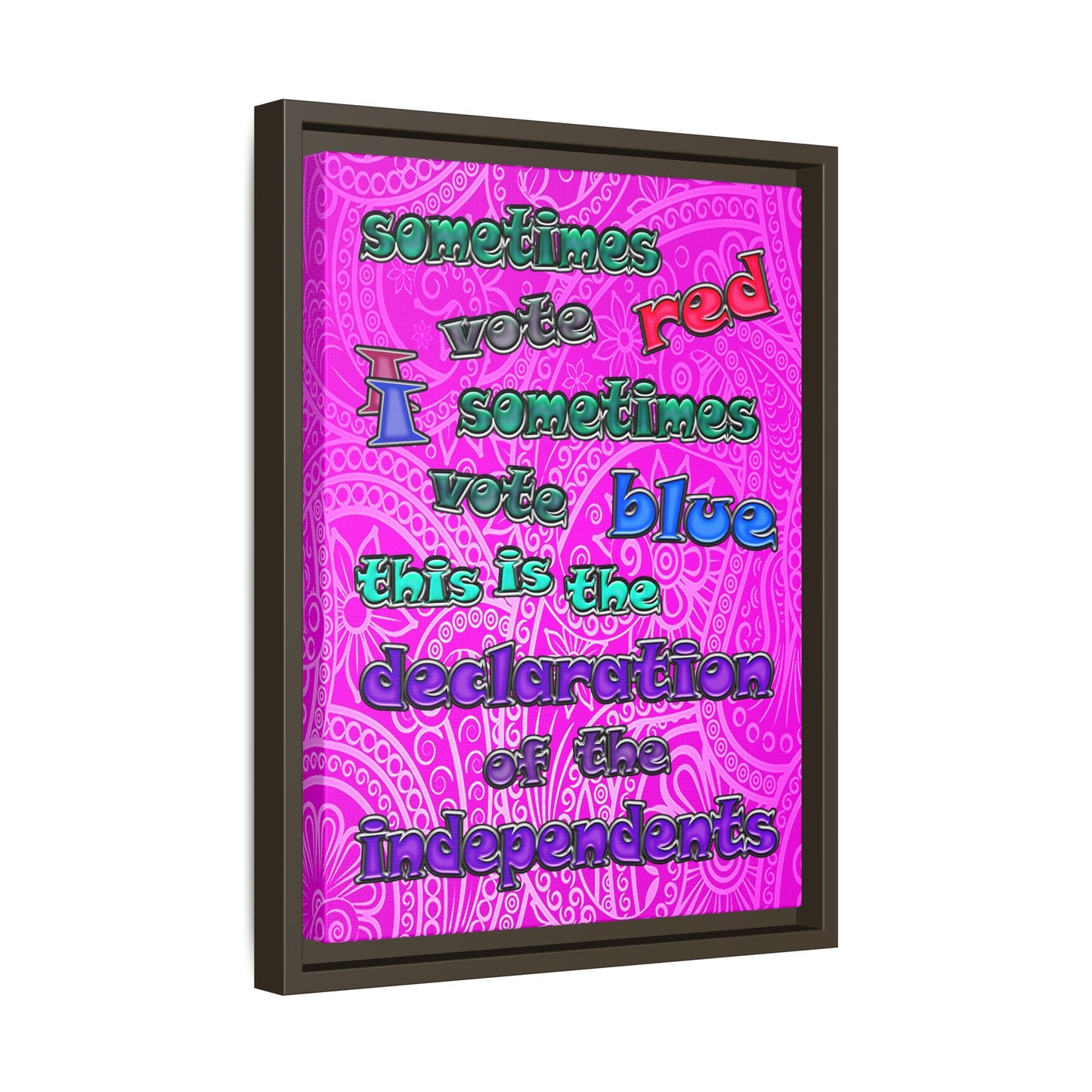 declaration of the independents - framed canvas art (pink swirl)