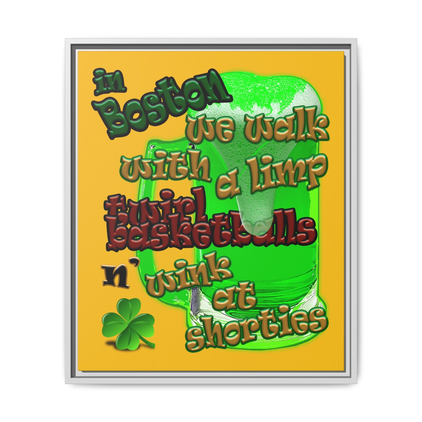 celtics logo - framed canvas art (yellow)