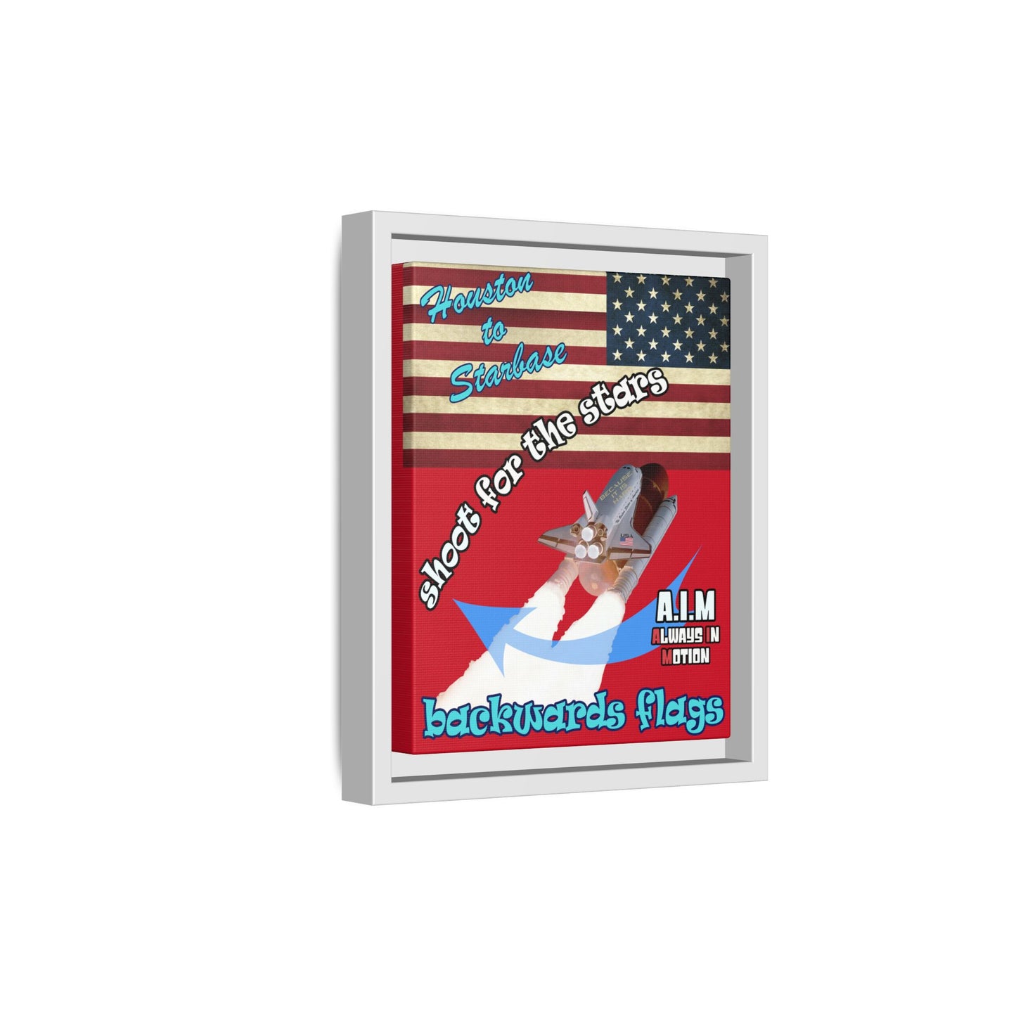 shoot for the stars - framed canvas art (dark red)