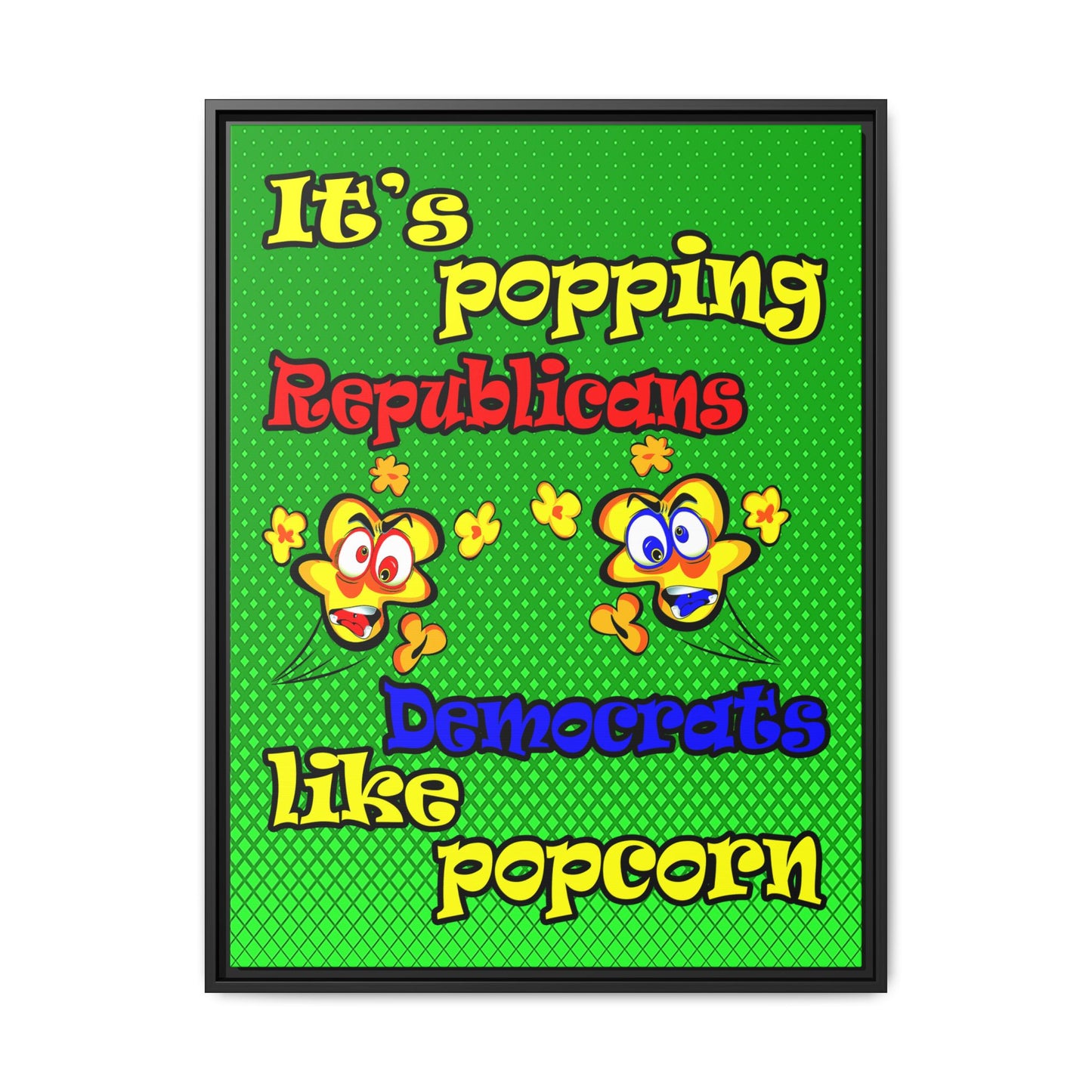 popping like popcorn - framed canvas art (logo green)