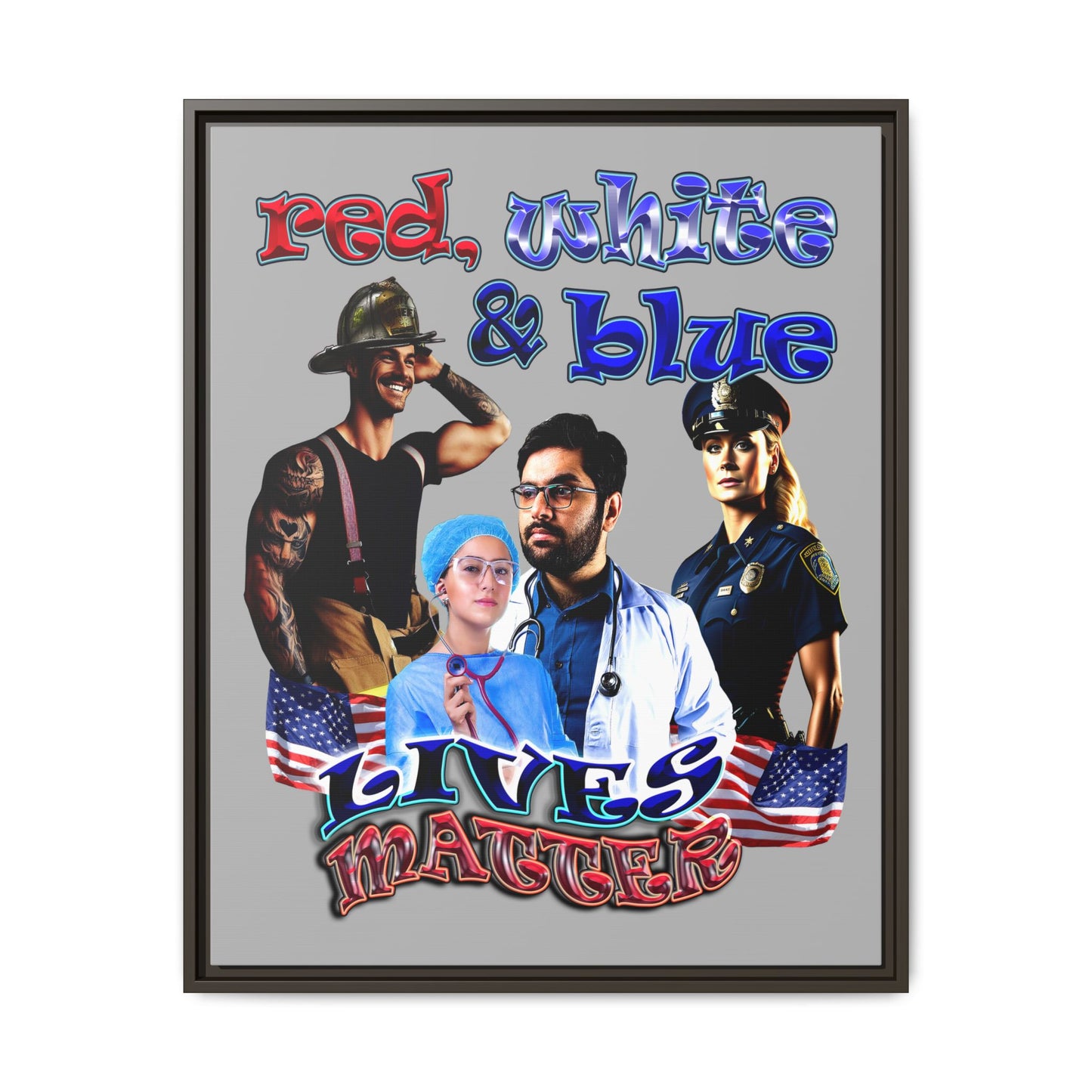 rw&b lives matter - framed canvas art (light grey)