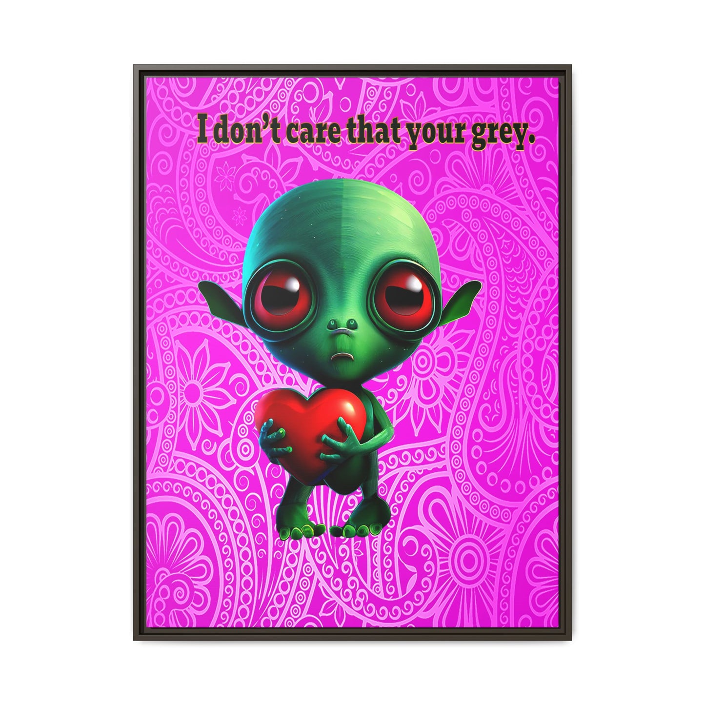I don't care that your grey - framed canvas art (pink swirl)