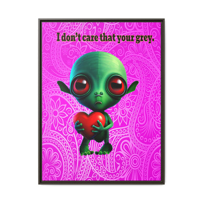 I don't care that your grey - framed canvas art (pink swirl)